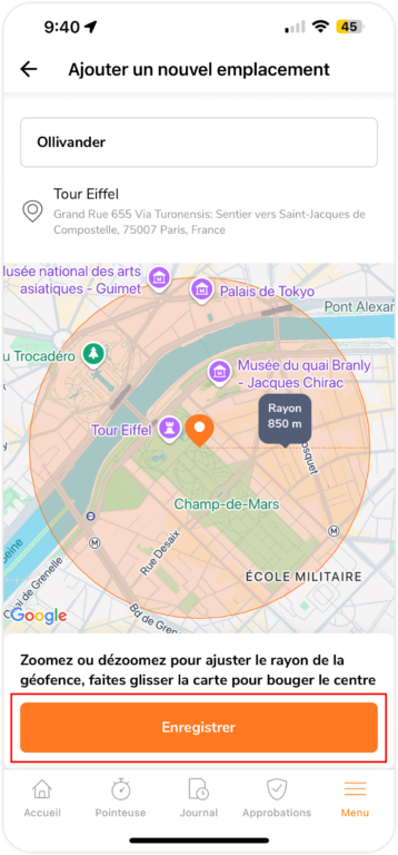 Save new location on mobile