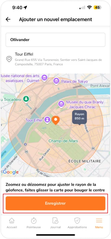 Save new location on mobile