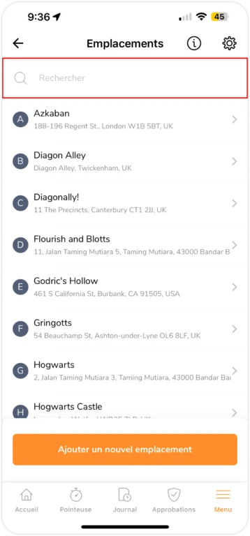 Searching locations on mobile