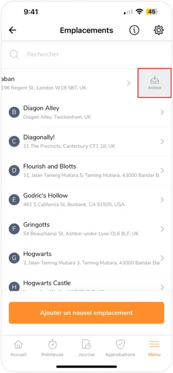 Archiving locations on mobile