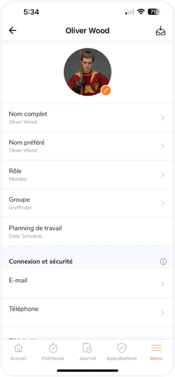 Profil d'un membre sur mobile