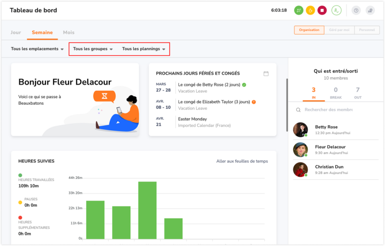 Holiday calendar widget filters