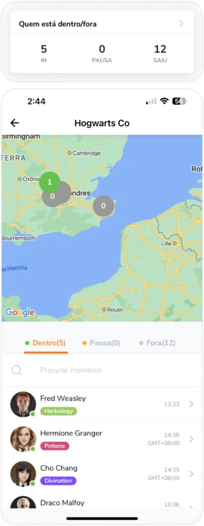 Widget de quem está dentro/fora no celular
