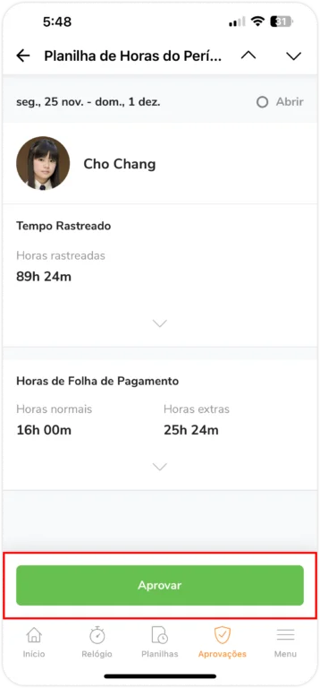Aprovando período de pagamento de um membro