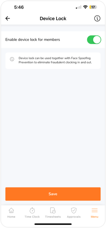 Device lock on mobile