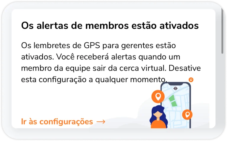 Widget de alertas de membros por cerca virtual no celular