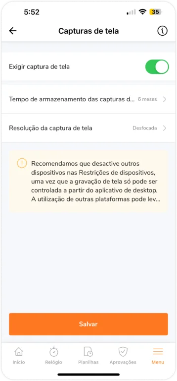 Capturas de tela