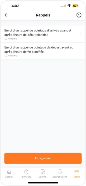Rappels sur mobile