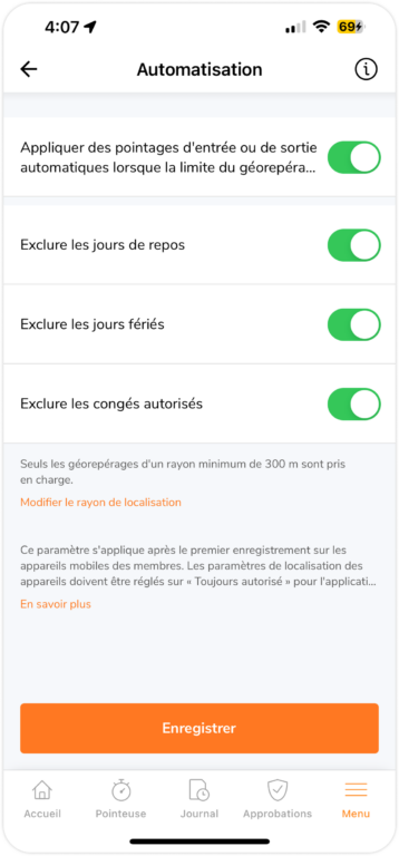 Automatisation du géorepérage sur mobile