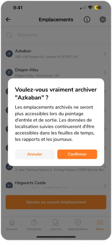 Archiving locations on mobile