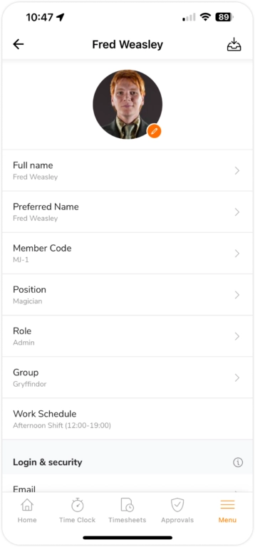 Informações básicas de trabalho no celular