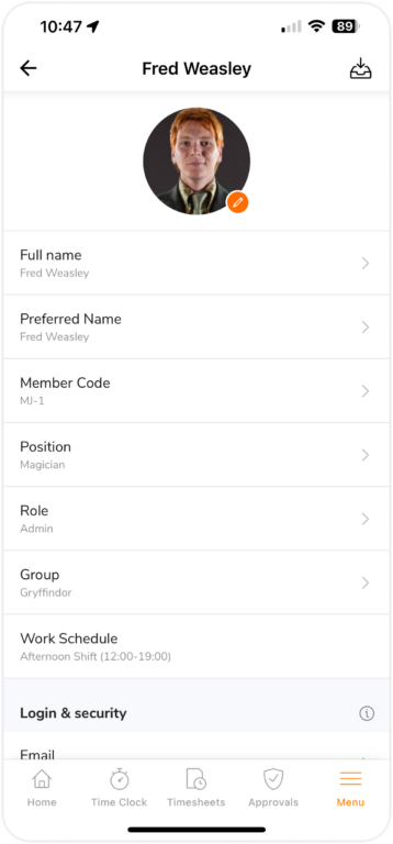 移动端的基本工作信息