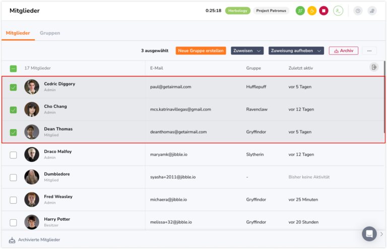 Bulk select members