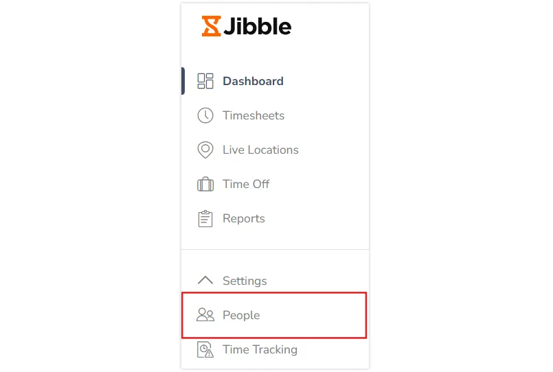 People feature under Jibble menu