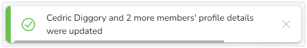Pop-up message showing that profiles were updated