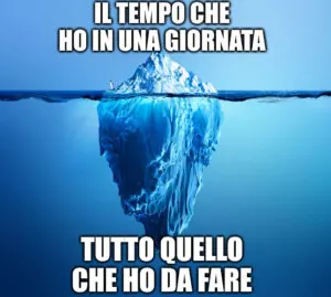 Meme iceberg: il tempo che ho in una giornata contro tutto quello che ho da fare