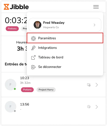 Paramètres de l'extension Chrome