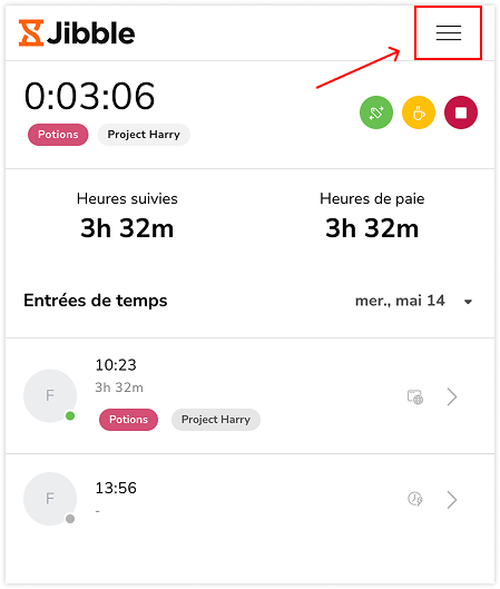 Menu de l'extension Chrome