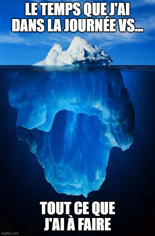 Mème sur le temps avec un iceberg