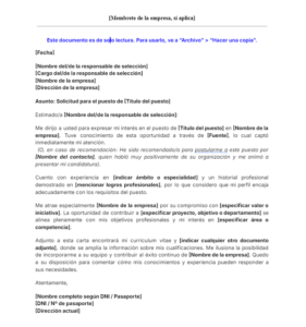 Plantilla de carta de solicitud de empleo