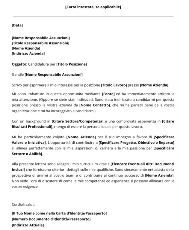 Modello per Lettera di Candidatura di Jibble
