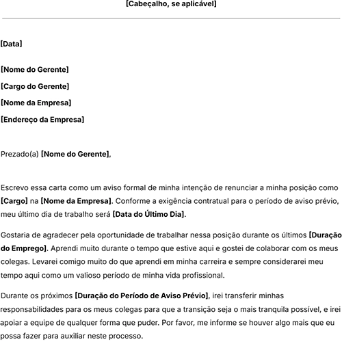 ícone modelo de carta de pedido de demissão de emprego