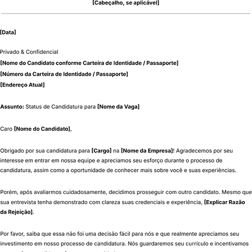ícone modelo de carta de recusa de candidato a emprego