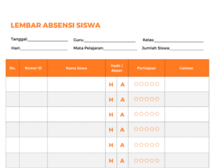 lembar daftar kehadiran siswa