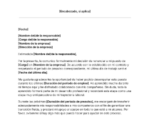 portada Plantilla de carta de dimisión laboral
