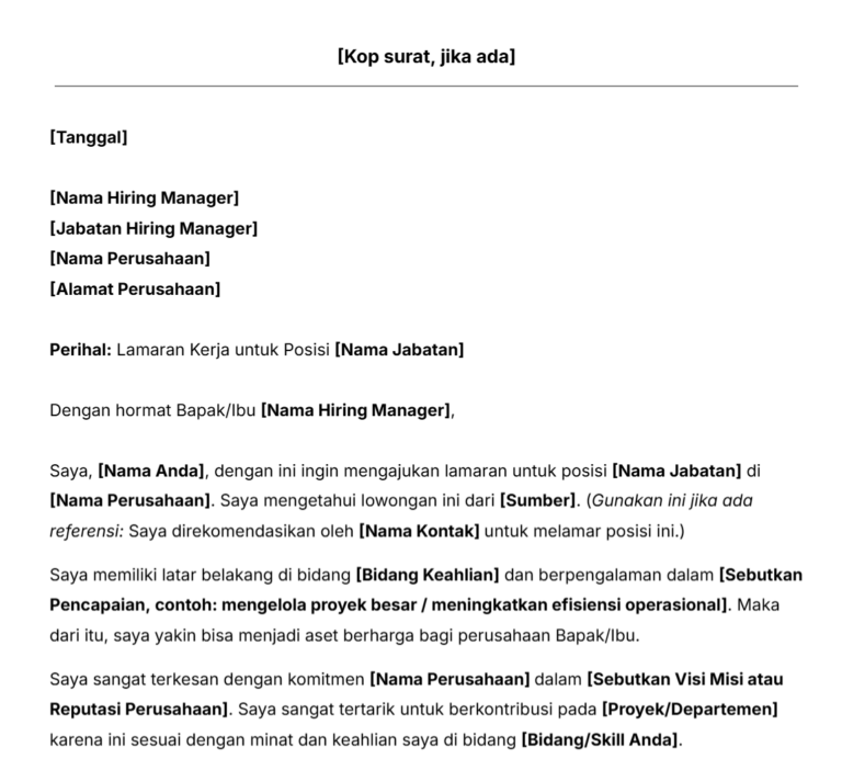 Contoh surat lamaran kerja