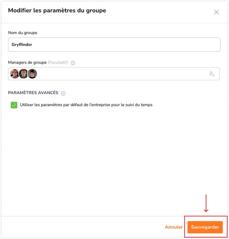 Sauvegarder des managers de groupe