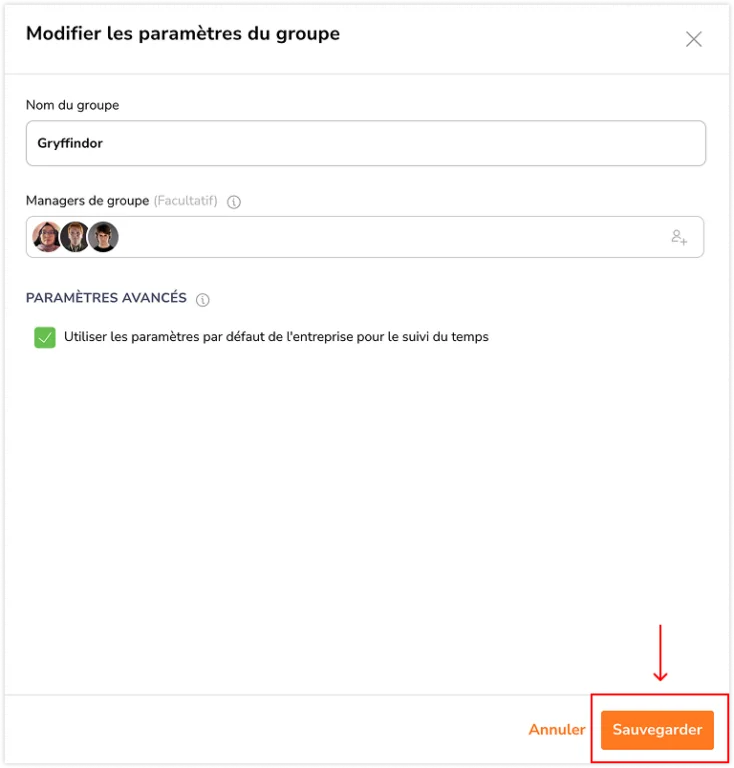 Sauvegarder des managers de groupe