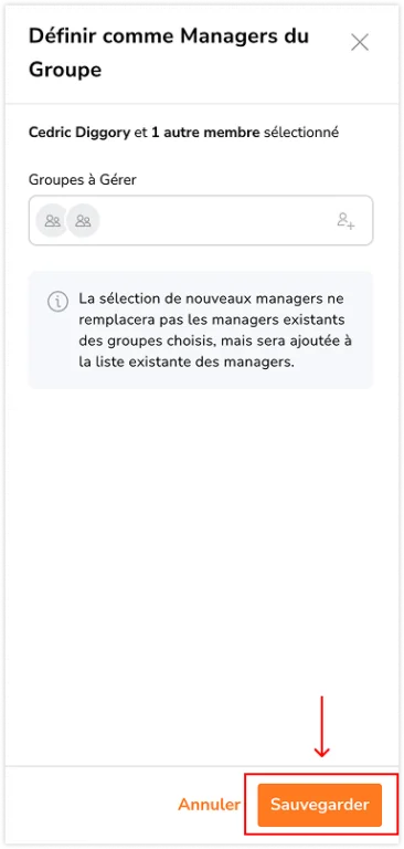 Sélection en bloc des managers de groupe