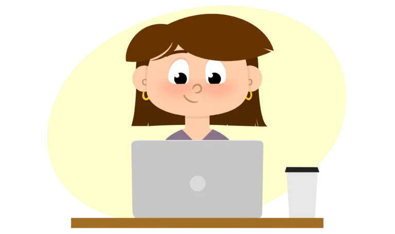 Illustration of women working on a laptop