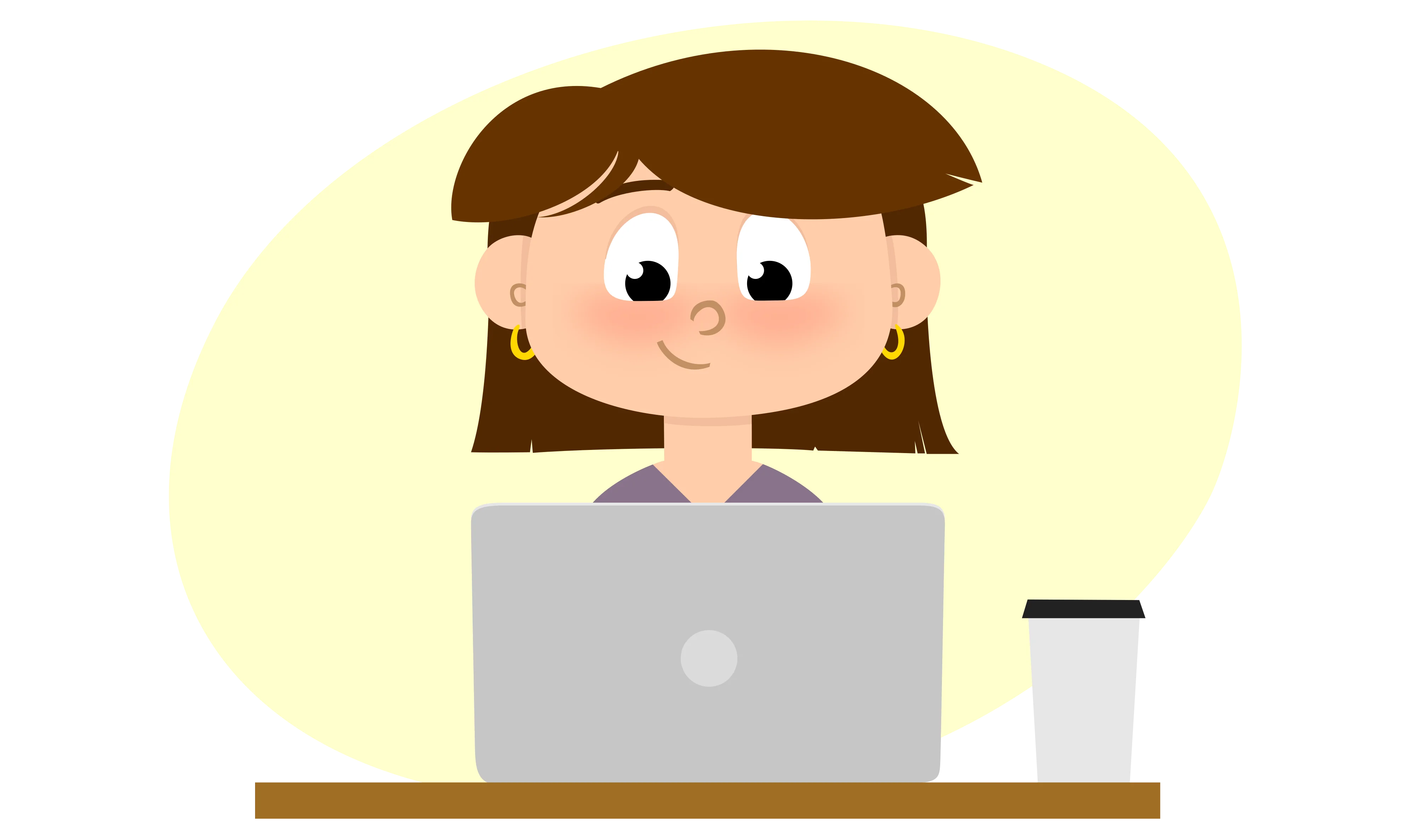 رسم توضيحي لامرأة تعمل على لابتوب