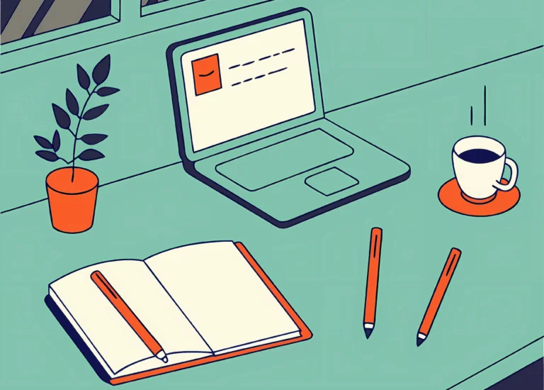 illustration of work desk