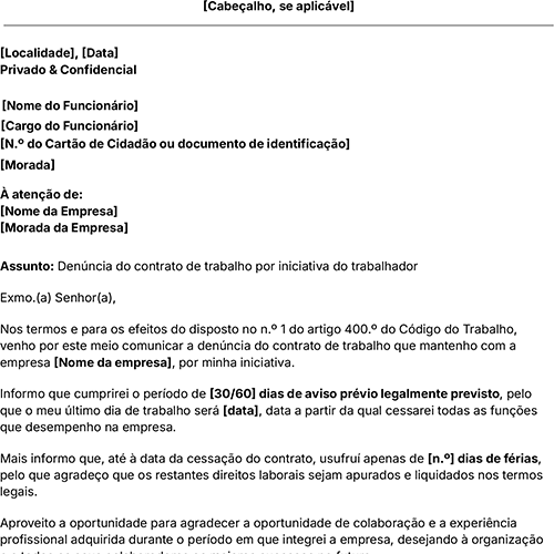 ícone modelo de carta de despedimento PT