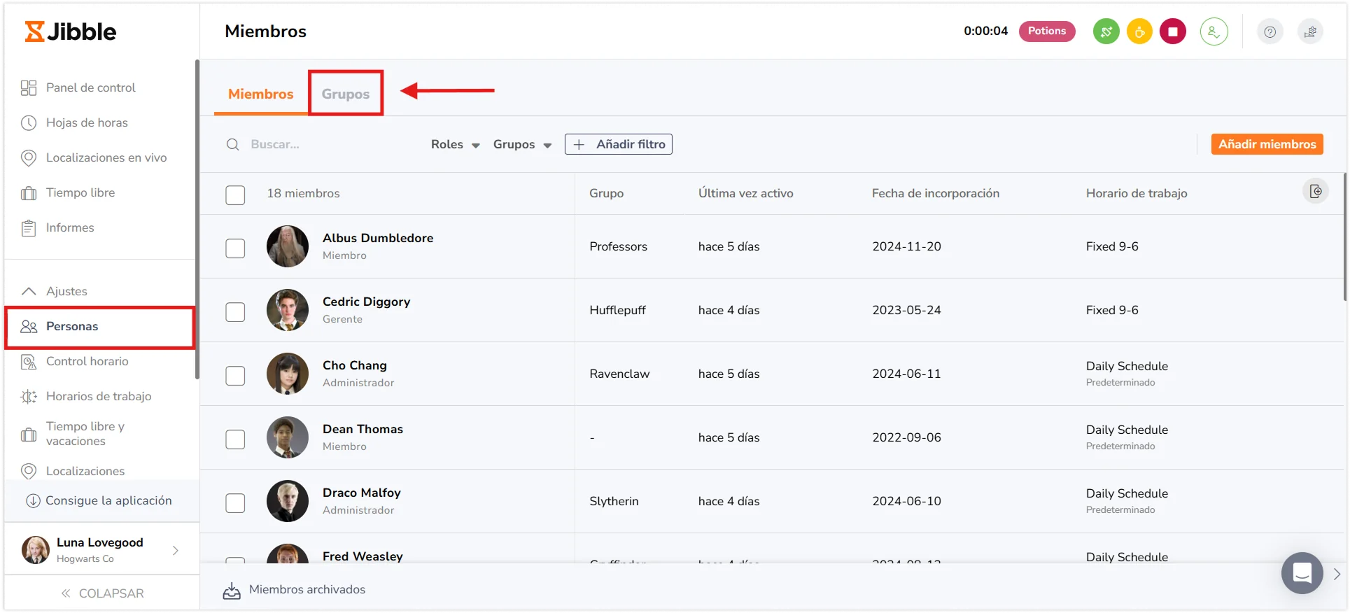 Groups tab under People page