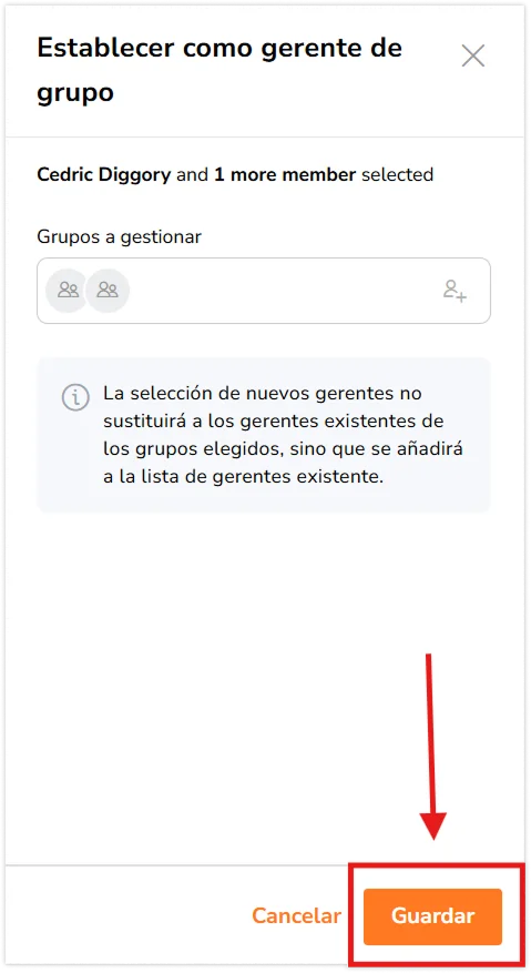 Save button to apply changes 