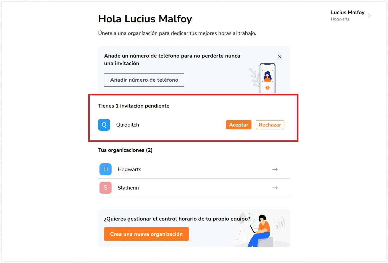 Accept or decline a pending invitation to join an existing organization