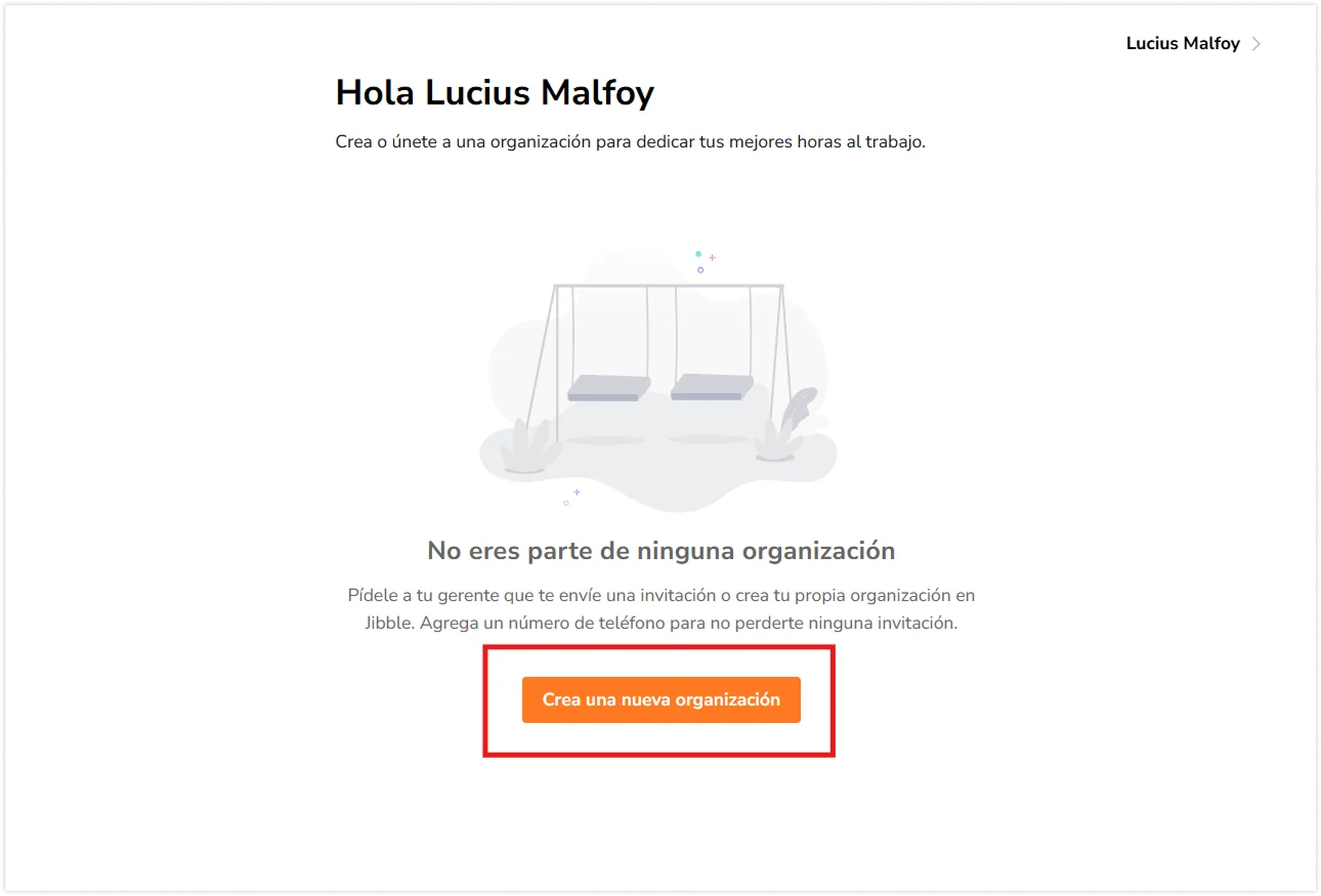 Create a new organization button