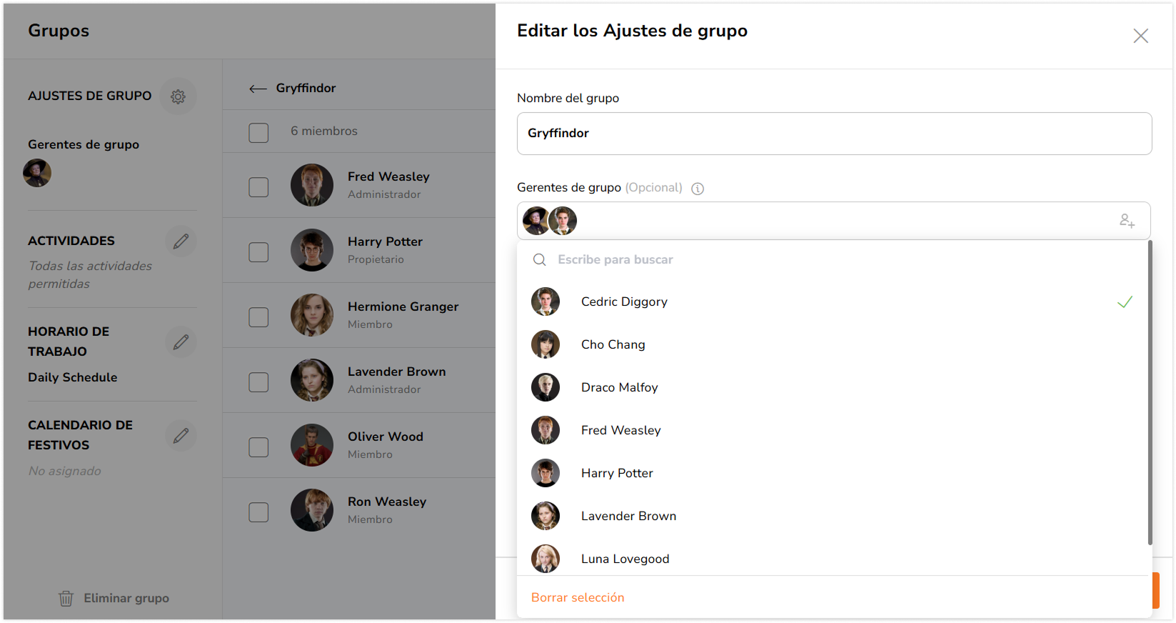 Selecting a group manager for the selected group