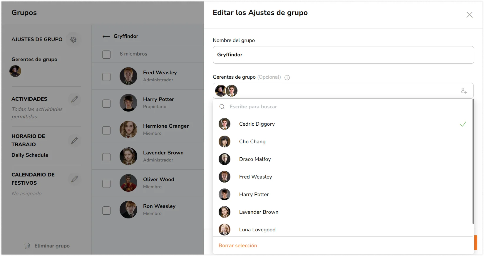 Selecting a group manager for the selected group