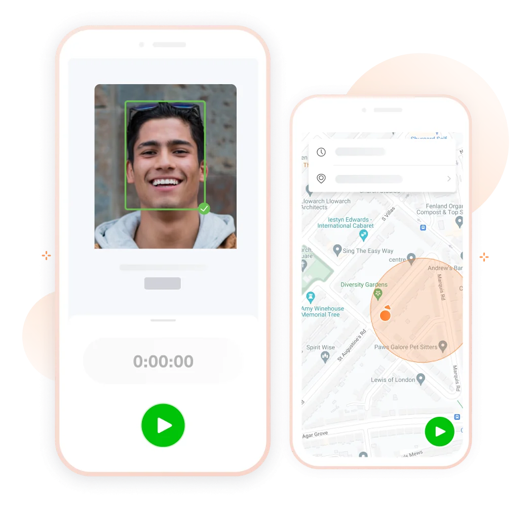 Time tracking with face recognition and GPS