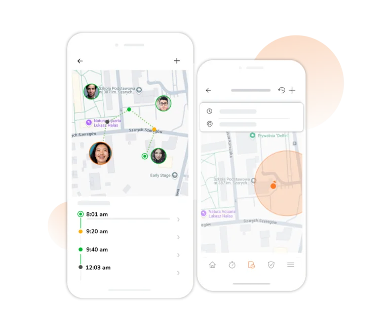 Program do zarządzania flotą z mapą lokalizacji na urządzeniu mobilnym.