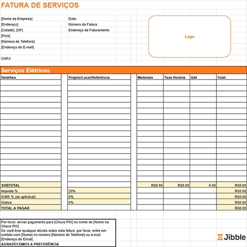 ícone do modelo de fatura de serviços