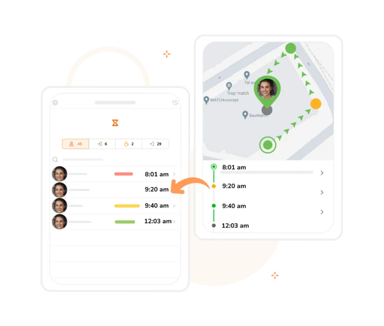 Suivi en direct de la localisation des employés sur tablette