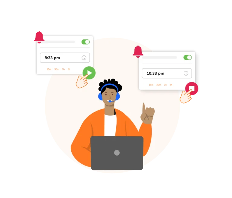 Virtual assistant receiving time tracking notifications.