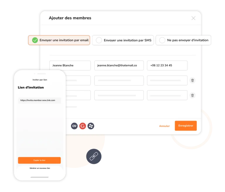 Envoi des invitations aux membres