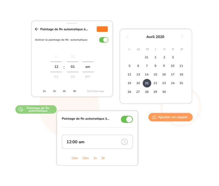 Pointage de sortie automatique et rappels